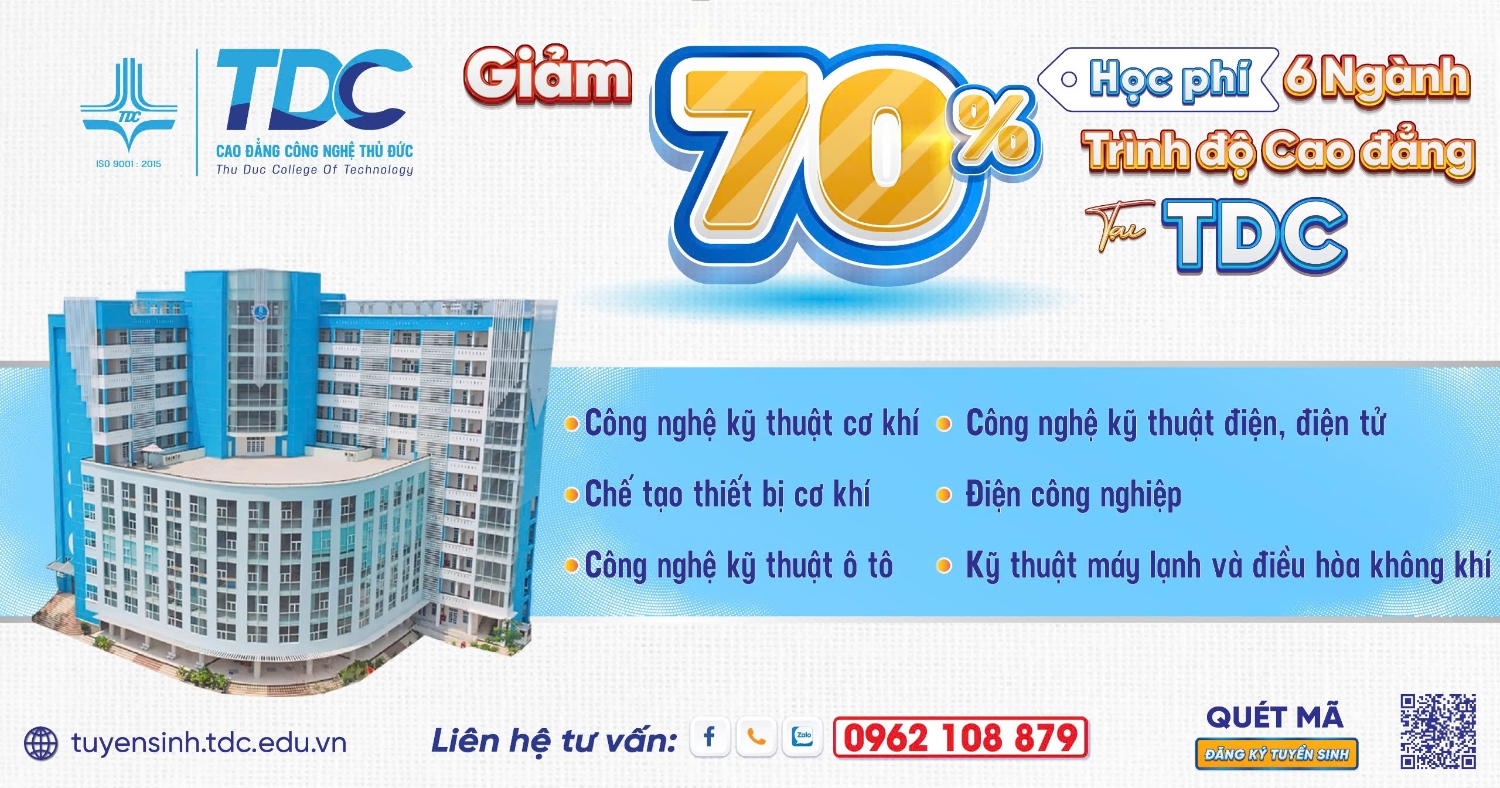 6 ngành học cao đẳng giảm 70% học phí tại TDC!